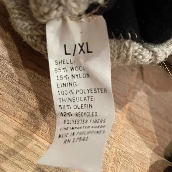 unisex Nautica XL Wool with leather patch gloves warm/winter - Picture 4 of 7